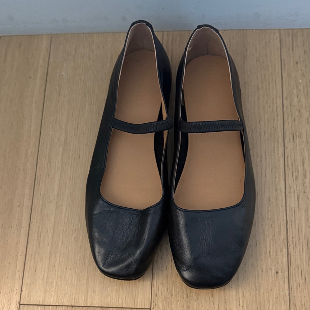 Madewell Black Leather Mary Jane Flats